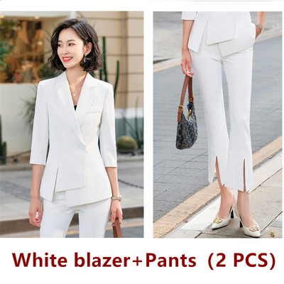 Dushi Raznobojne ženske jakne sakoi Novo 2021. Proljetno uredsko odijelo s polurukavima Tanak nepravilan kaput Fromal Jednobojna gornja odjeća Chic Topovi