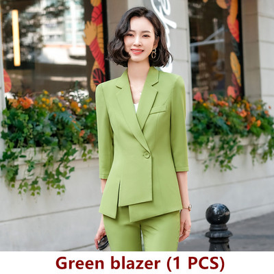 Dushi Raznobojne ženske jakne sakoi Novo 2021. Proljetno uredsko odijelo s polurukavima Tanak nepravilan kaput Fromal Jednobojna gornja odjeća Chic Topovi