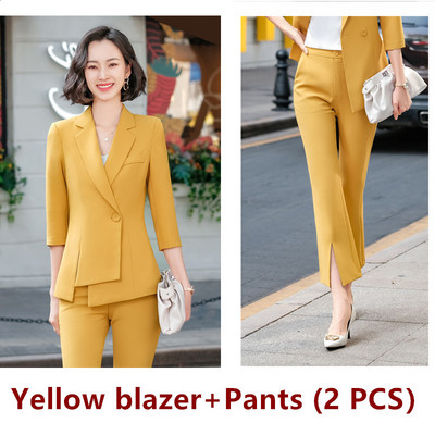 Dushi Raznobojne ženske jakne sakoi Novo 2021. Proljetno uredsko odijelo s polurukavima Tanak nepravilan kaput Fromal Jednobojna gornja odjeća Chic Topovi