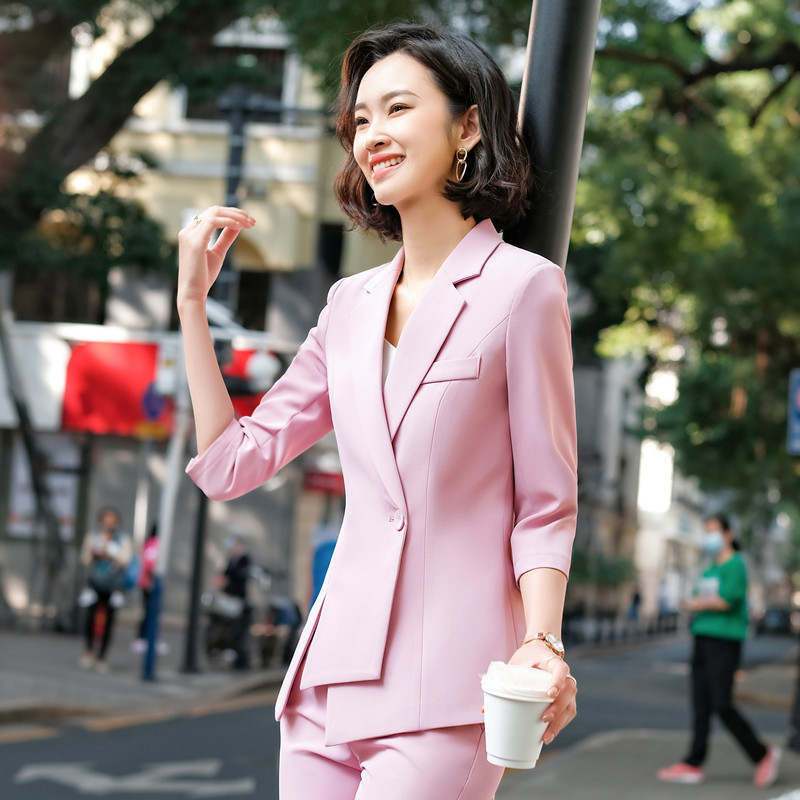 Dushi Raznobojne ženske jakne sakoi Novo 2021. Proljetno uredsko odijelo s polurukavima Tanak nepravilan kaput Fromal Jednobojna gornja odjeća Chic Topovi