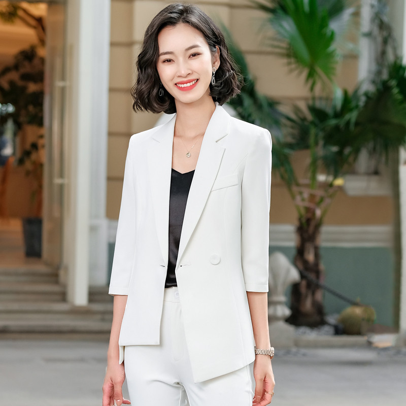 Dushi Raznobojne ženske jakne sakoi Novo 2021. Proljetno uredsko odijelo s polurukavima Tanak nepravilan kaput Fromal Jednobojna gornja odjeća Chic Topovi