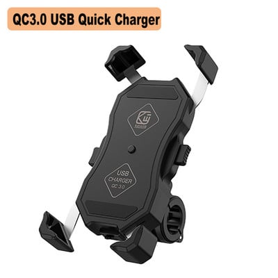 Βάση στήριξης τηλεφώνου μοτοσυκλέτας μοτοσικλέτας QI ασύρματος φορτιστής QC3.0 USB φόρτιση για υποστήριξη τηλεφώνου Moto Βάση βάσης αλουμινίου