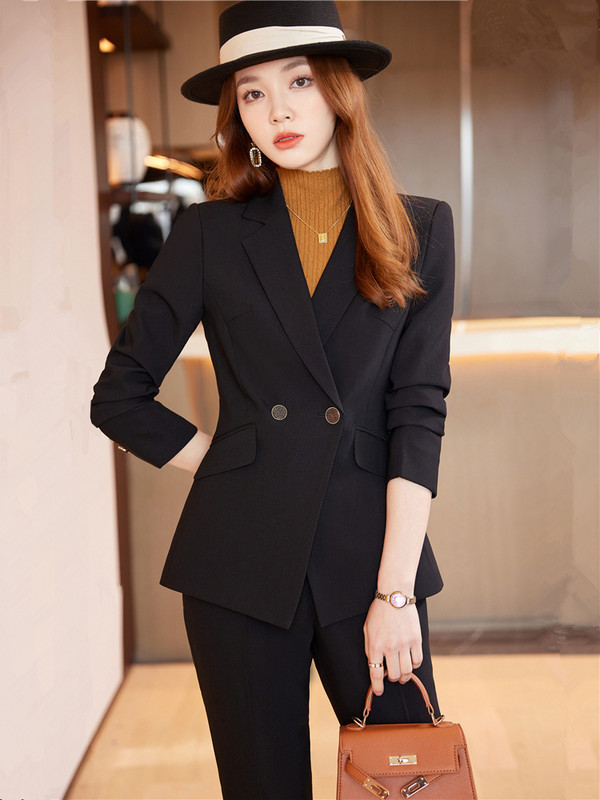 Set de costume profesionale cu pantaloni pentru femei 2022, toamnă și iarnă, ocazional, de înaltă calitate, pantaloni blazer subțiri, verzi, din două piese