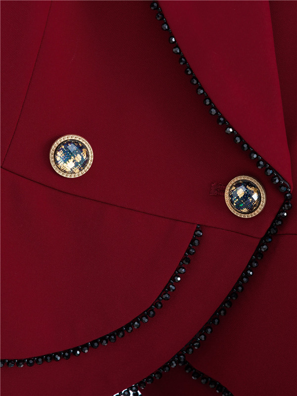 Naiste pükskostüüm Sügis 2022 Kontori naiste elegantsed bleiseriga püksid, 2 osa komplekti Naiste veinipunase jakiga pükskostüümid