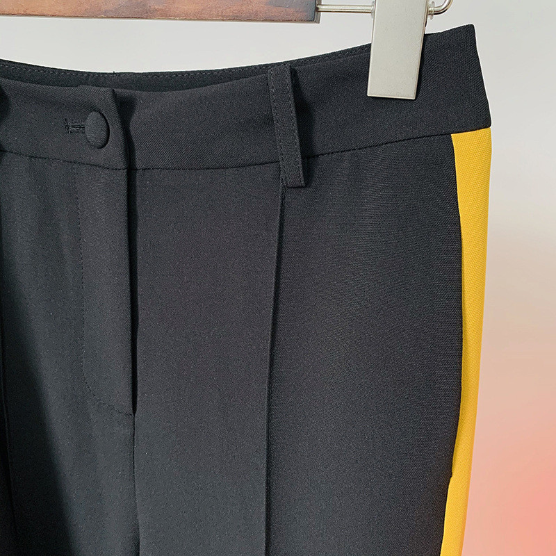 Kollane must lapiline bleiserülikond sügisestele naistele, õhuke mood, smoking, 2-osaline komplekt, laia säärega püksid, vabaaja ülikond