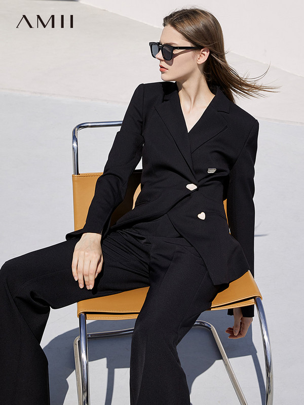 Amii Minimalism Primăvară Pantaloni de costum femei Office Lady Blazer elegant Pantaloni cu talie înaltă Business Casual Vândut separat 12240236