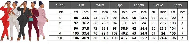 2022 Costume pentru femei Seturi de birou cu decolteu în V patchwork cu umăr rece mâneci din dantelă Blazer Costum cu pantaloni lungi ținută de birou casual Set pentru femei