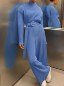 Taruxy Dvodijelni kompleti Ženske košulje dugih rukava i širokih nogavica Kompleti hlača Jesenski, elegantni, ležerni široki odgovarajući kompleti, 2 komada