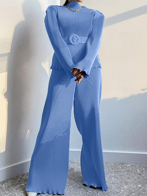 Taruxy Dvodijelni kompleti Ženske košulje dugih rukava i širokih nogavica Kompleti hlača Jesenski, elegantni, ležerni široki odgovarajući kompleti, 2 komada