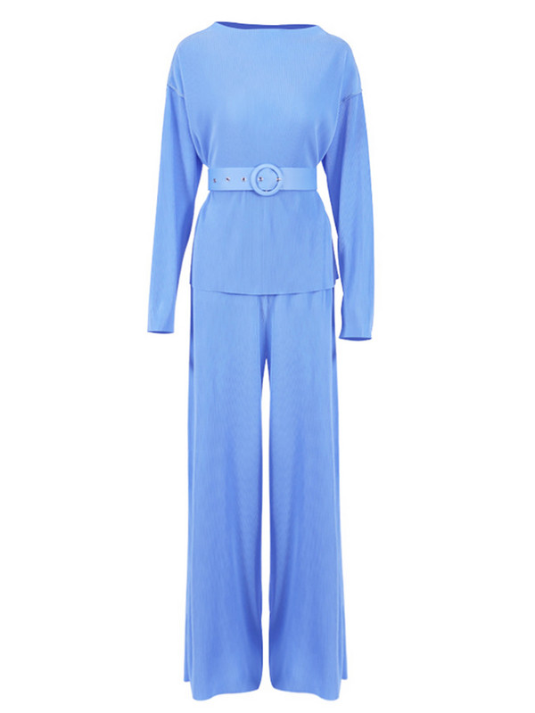 Taruxy Dvodijelni kompleti Ženske košulje dugih rukava i širokih nogavica Kompleti hlača Jesenski, elegantni, ležerni široki odgovarajući kompleti, 2 komada