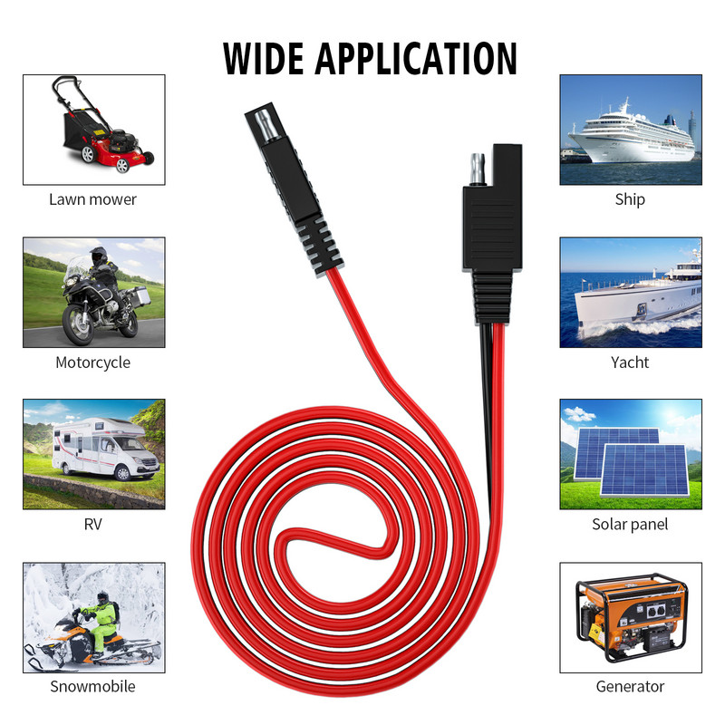 Mașină Motocicletă Conector priză SAE Prelungitor Cablu Încărcător baterie Conexiune rapidă Cabluri SAE/O Ring