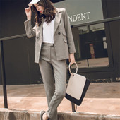 BGTEEVER Pantaloni Femei Costum Ocazional Nasturi Jachetă și Pantaloni Creion cu Talie Înaltă Femei 2 Piese Set Blazer Costum Pantalon Elegant Femei