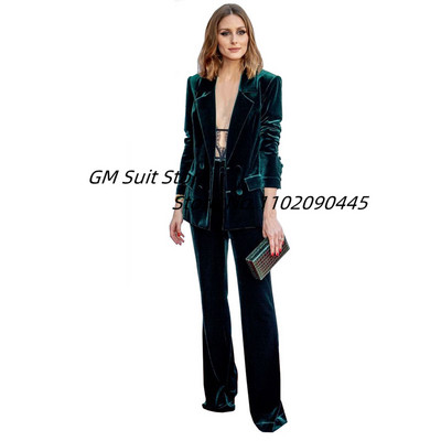 Costume cu pantaloni din catifea pentru femei, 2 piese, smoking de mire de nuntă, la modă, jachetă, pantaloni