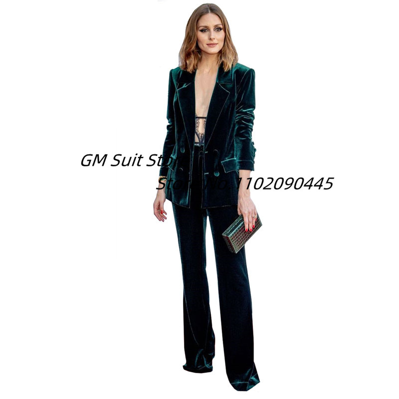 Costume cu pantaloni din catifea pentru femei, 2 piese, smoking de mire de nuntă, la modă, jachetă, pantaloni