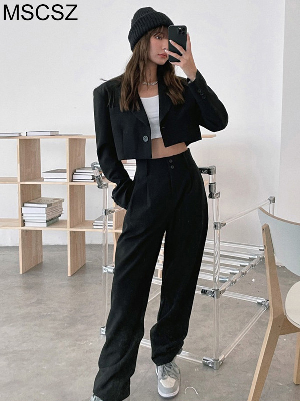 Fashion γυναικείο blazer σετ 2 τεμαχίων φθινοπωρινά σύνολα Κομψό γυναικείο κοστούμι Παντελόνι και Σετ ασορτί σακάκι Παντελόνι