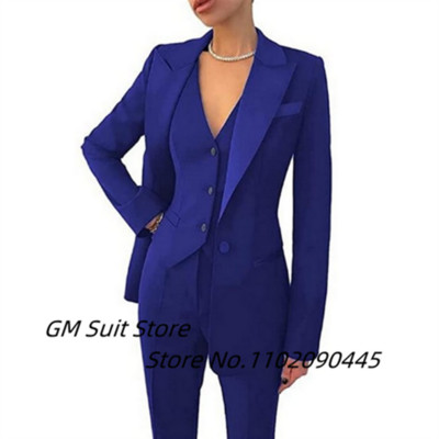 Γυναικείες φόρμες 2022 Κομψό σετ 3 τεμαχίων για πάρτι με μονό στήθος V λαιμόκοψη Κοστούμι γραφείου στο χώρο εργασίας (Blazer + Γιλέκο + Παντελόνι