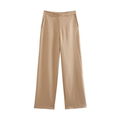 TRAF Žensko odijelo Jesen, nova moda Sako s ukrasima na gumbe + Hlače širokih nogavica Ženska uredska šik odjevna kombinacija sa sakoom