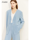 AMII Minimālisms Rudens Anglijas Stils Sieviešu jaka Izgriezums Viduklis Plāns Blazer Solid Ikdienas Platas Bikses Sieviešu Apģērbs 12240905