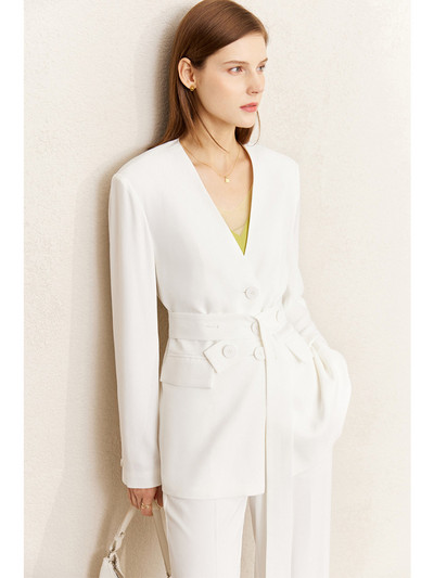 AMII Minimālisms Rudens Anglijas Stils Sieviešu jaka Izgriezums Viduklis Plāns Blazer Solid Ikdienas Platas Bikses Sieviešu Apģērbs 12240905