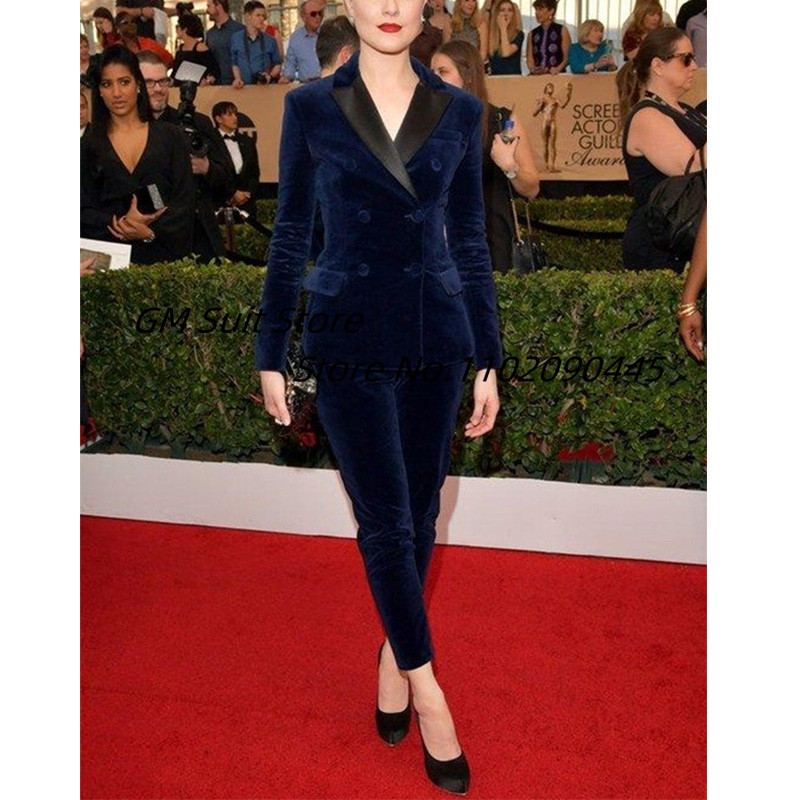 Naiste 2-osaline sametülikond, kaherealine, hariliku revääriga balliõhtu pruudi pulmapluusiga jakkpüksid