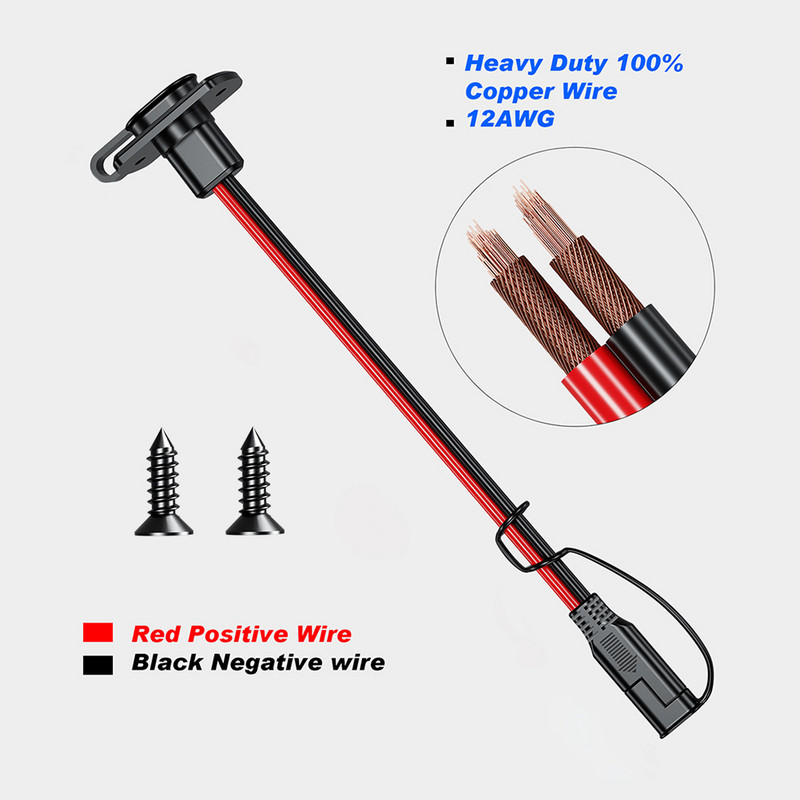 Prelungire baterie auto Tender SAE DC Power Cabluri conector pentru panou auto Transfer conexiune celule solare 12AWG 30CM