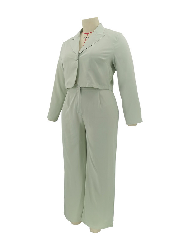 Blazere și pantaloni Femei Plus Size 5XL Blazer și costume Jachete scurte cu decolteu în V Pantaloni drepți cu talie înaltă Office Lady Set două piese