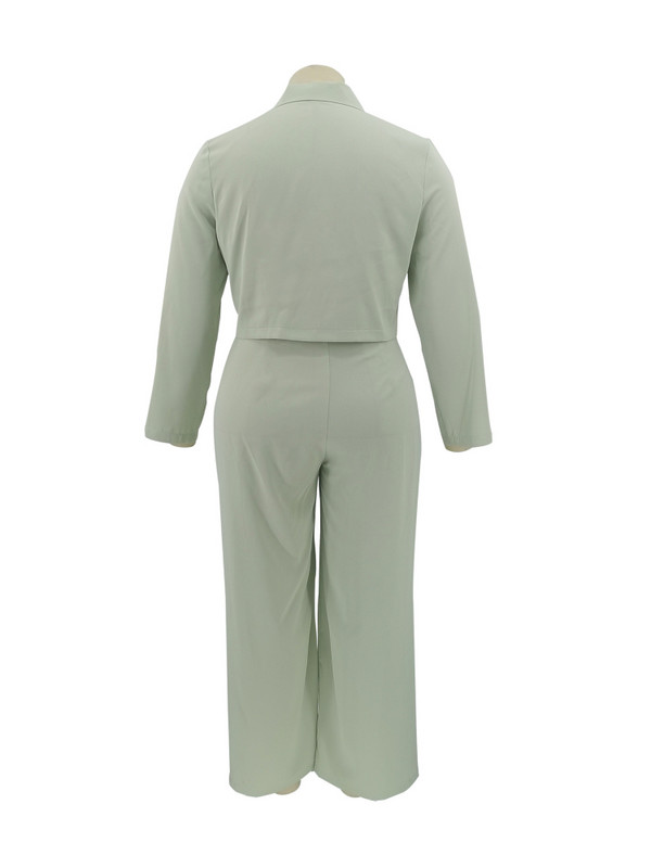 Blazere și pantaloni Femei Plus Size 5XL Blazer și costume Jachete scurte cu decolteu în V Pantaloni drepți cu talie înaltă Office Lady Set două piese