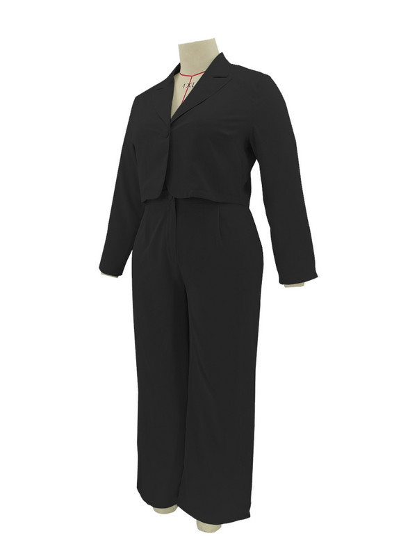 Blazere și pantaloni Femei Plus Size 5XL Blazer și costume Jachete scurte cu decolteu în V Pantaloni drepți cu talie înaltă Office Lady Set două piese