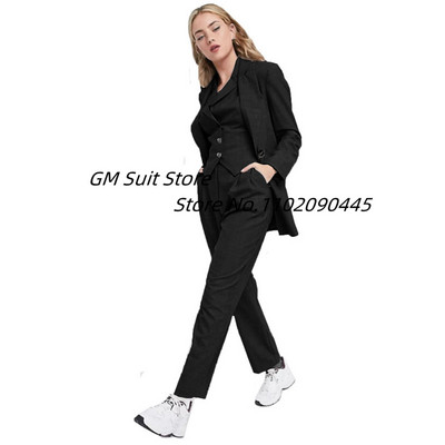 Ženski blejzer prsluk hlače Novi stil Jednobojna jakna s jednim kopčanjem Ležerna ženska odjeća Trodijelno odijelo