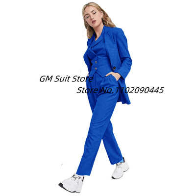 Ženski blejzer prsluk hlače Novi stil Jednobojna jakna s jednim kopčanjem Ležerna ženska odjeća Trodijelno odijelo