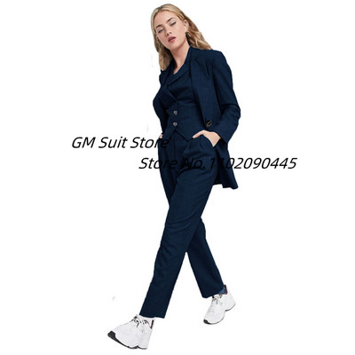 Ženski blejzer prsluk hlače Novi stil Jednobojna jakna s jednim kopčanjem Ležerna ženska odjeća Trodijelno odijelo