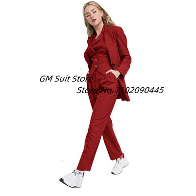 Ženski blejzer prsluk hlače Novi stil Jednobojna jakna s jednim kopčanjem Ležerna ženska odjeća Trodijelno odijelo
