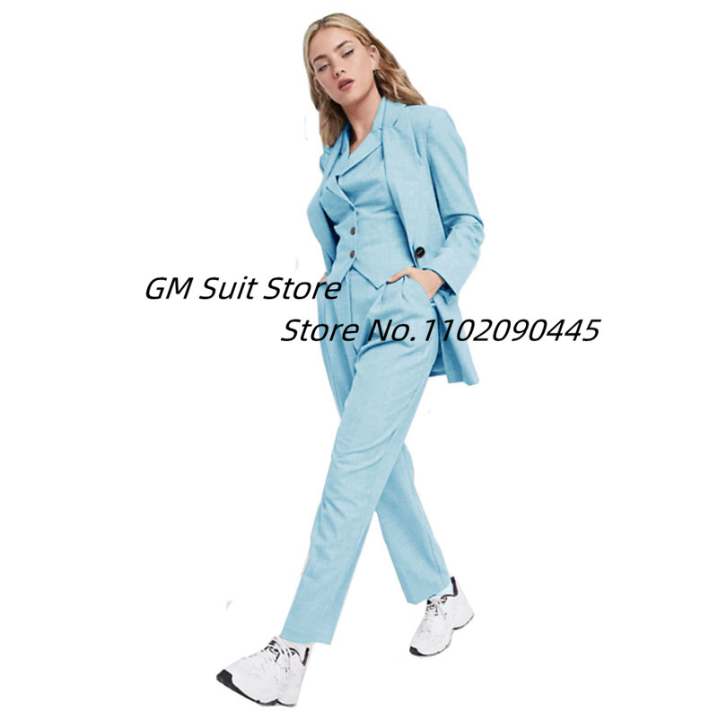 Ženski blejzer prsluk hlače Novi stil Jednobojna jakna s jednim kopčanjem Ležerna ženska odjeća Trodijelno odijelo