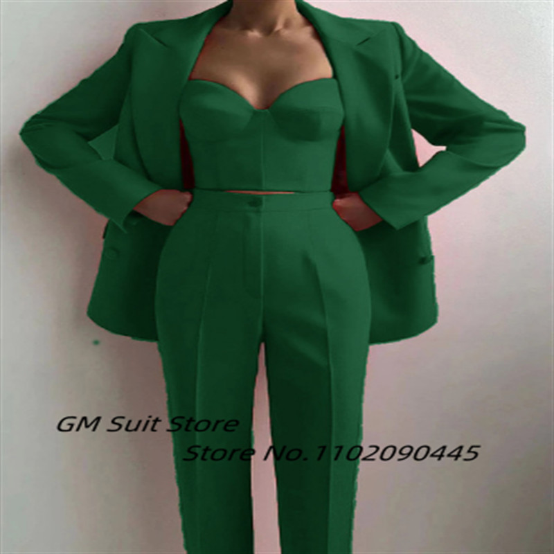 Costume de damă 2022 Guler cu revere elegantă, subțire, cu tuburi, set 2 piese (blazer + pantaloni pentru costum)