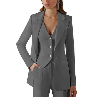 Γυναικείο κοστούμι Επίσημο επαγγελματικό Φόρεμα Παντελόνι 3 τεμαχίων Κοστούμια Lady Blazer + Παντελόνι + Γιλέκο костюм женский