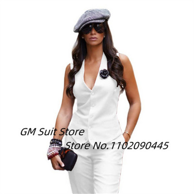 Set pentru femei 2022, 2 piese, la modă, vestă de stradă, uniformă de lucru formală, cu decolteu în V, fără mâneci, la un singur piept, costum de vară pentru femei