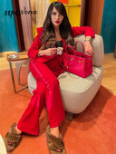 Δωρεάν αποστολή Red Velvet Blazer Pantssuits Σετ δύο τεμαχίων OL Γυναικεία Κομψό Λεπτό Επαγγελματικό Μπουφάν με Μονό κουμπί Γραφείο Νέο Σετ παντελονιού
