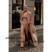 Naiste ilus sügis- ja talvevillane mantel Kaheosaline pikk, soe rev, ühevärviline üherealine elegantne õhuke ülikond 2022