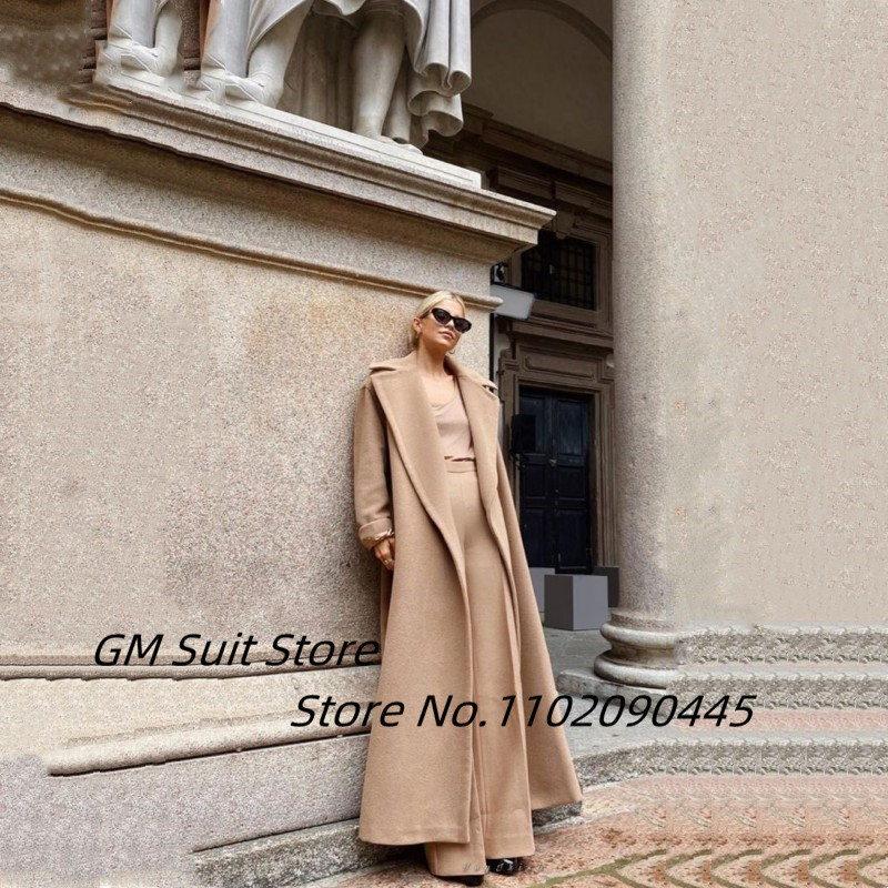 Naiste ilus sügis- ja talvevillane mantel Kaheosaline pikk, soe rev, ühevärviline üherealine elegantne õhuke ülikond 2022