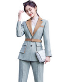 Moda de înaltă calitate, verde kaki, pentru dama, costum formal cu pantaloni, set de 2 piese, pentru femei, îmbrăcăminte de lucru pentru femei, blazer și pantaloni cu șuruburi