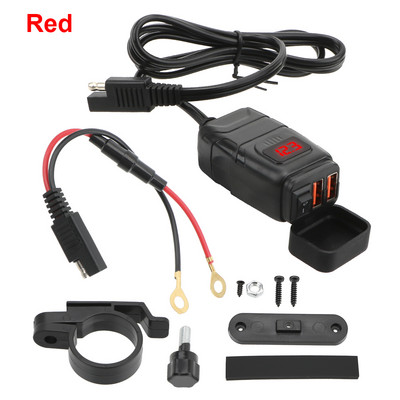 Încărcător USB dublu Adaptor voltmetru digital Comutator ON OFF Accesorii pentru moto Încărcător rapid pentru motociclete montat pe vehicul QC 3.0