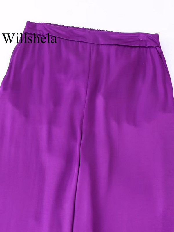 Willshela naiste mood, 2-osaline ülikond, siidist vööga bleiser ja vintage kõrge elastse vöökohaga püksid, naiste kontori naiste bleiserite pükste komplekt