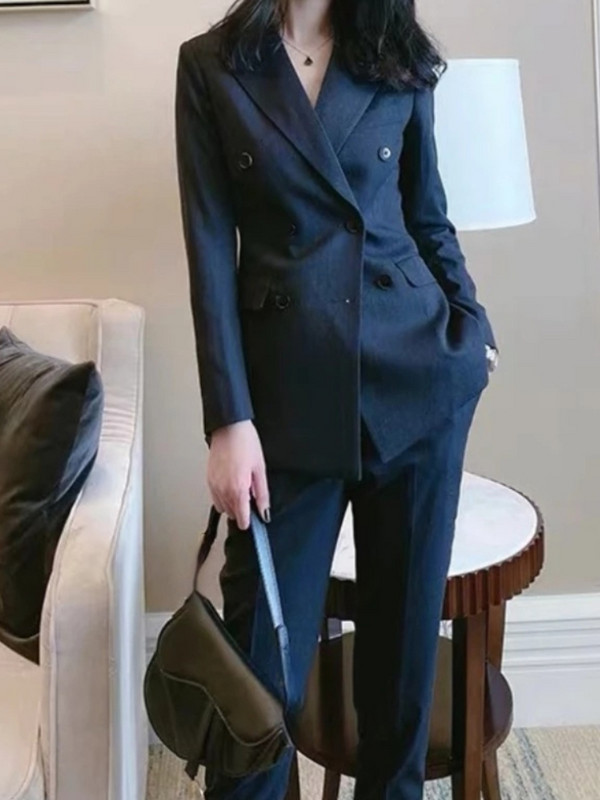 Costum jachetă blazer de damă, primăvară, toamnă, set din două piese, ocazional, pentru birou, pentru damă, culoare uni, costum elegant cu pantaloni