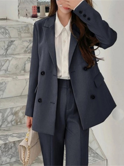 Set din două piese pentru femei, pantaloni, pentru doamne, pentru birou, pentru damă, costum elegant, pentru femei, jachetă ocazională, îmbrăcăminte de lucru, haine de afaceri