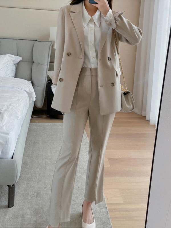 Set din două piese pentru femei, pantaloni, pentru doamne, pentru birou, pentru damă, costum elegant, pentru femei, jachetă ocazională, îmbrăcăminte de lucru, haine de afaceri