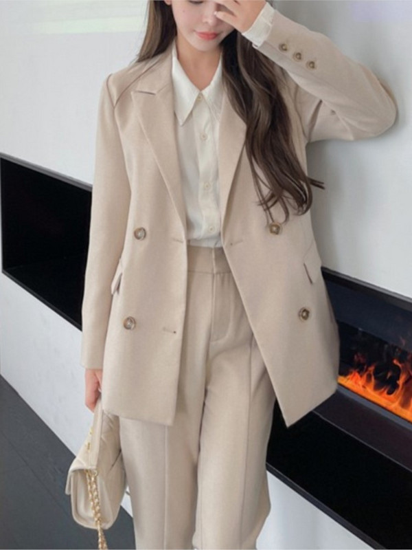 Set din două piese pentru femei, pantaloni, pentru doamne, pentru birou, pentru damă, costum elegant, pentru femei, jachetă ocazională, îmbrăcăminte de lucru, haine de afaceri