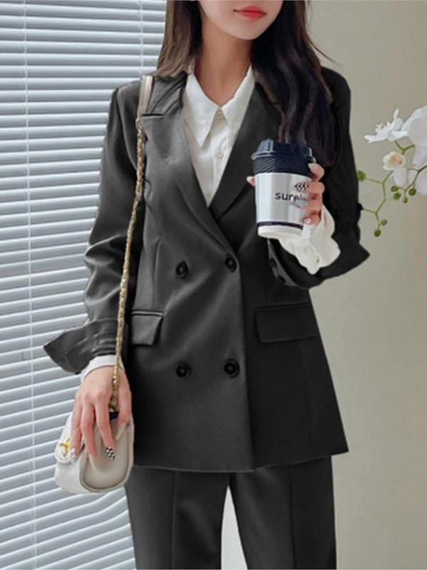 Set din două piese pentru femei, pantaloni, pentru doamne, pentru birou, pentru damă, costum elegant, pentru femei, jachetă ocazională, îmbrăcăminte de lucru, haine de afaceri