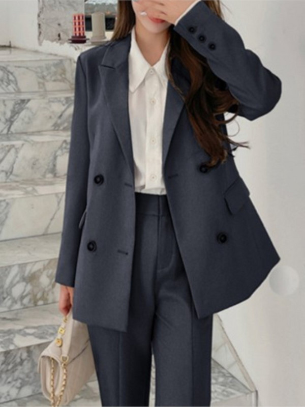 Set din două piese pentru femei, pantaloni, pentru doamne, pentru birou, pentru damă, costum elegant, pentru femei, jachetă ocazională, îmbrăcăminte de lucru, haine de afaceri