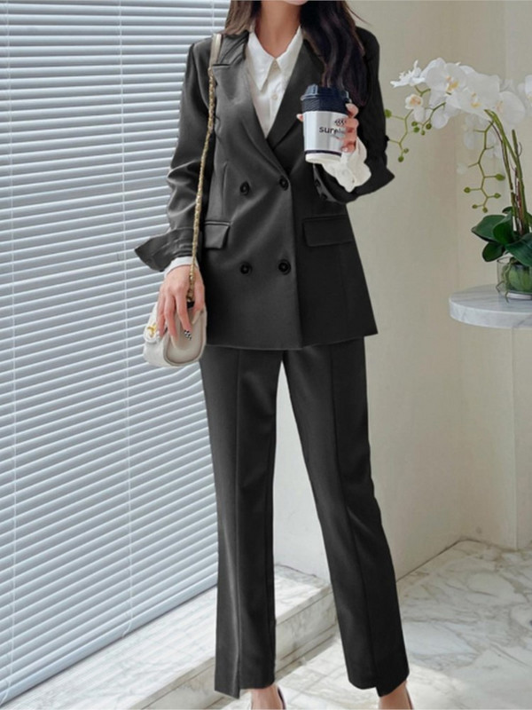 Set din două piese pentru femei, pantaloni, pentru doamne, pentru birou, pentru damă, costum elegant, pentru femei, jachetă ocazională, îmbrăcăminte de lucru, haine de afaceri