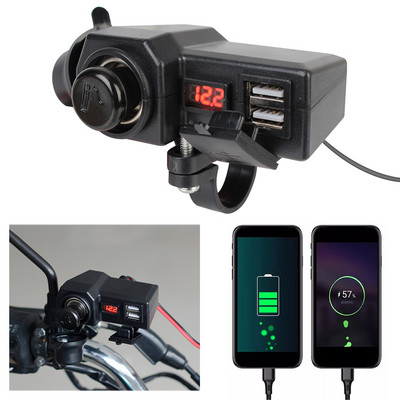 24 V 12 V USB laadijad 3.0 pistikupesaga mootorratta toiteadapter sigarisüütaja lüliti digitaalne pingetest Mootorratta tarvikud veekindlad